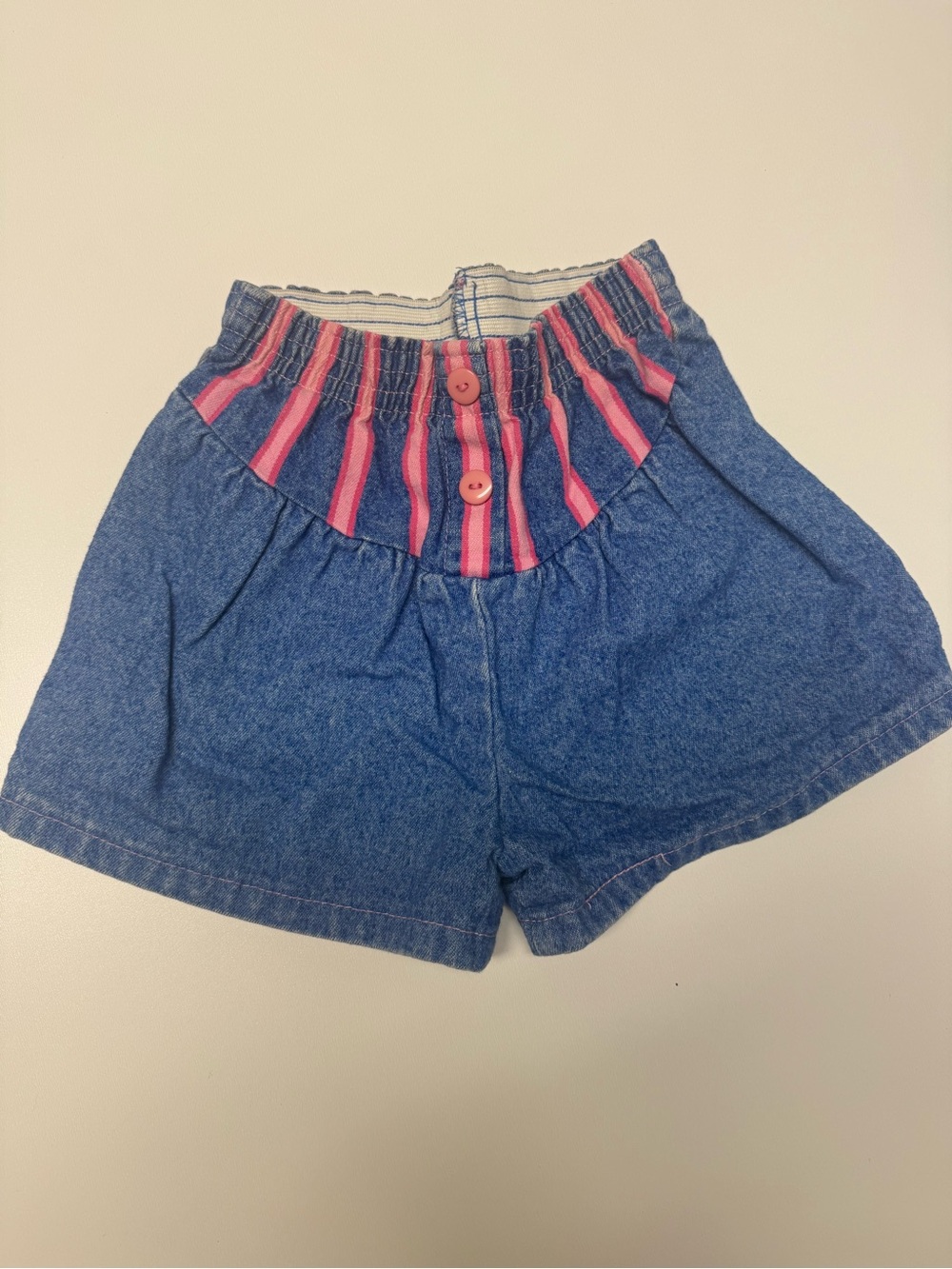Krickets Girls' Blue Denim Shorts with Pink Stripe Waistband size 3/4t